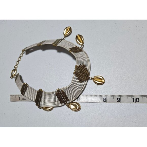 Vintage Multi Strand Choker Necklace Gold Tone Shell Charms Tribal Jewelry Women - Picture 4 of 4